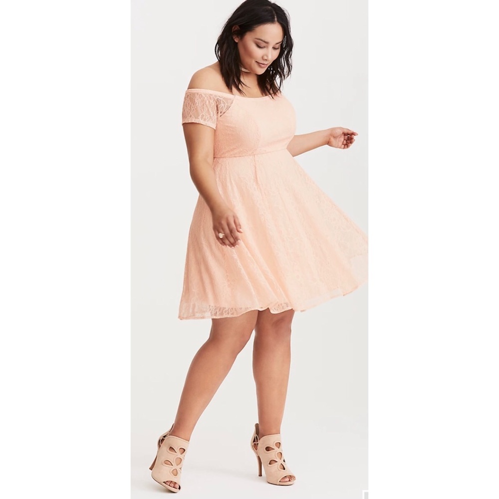 Blush Lace Cold Shoulder Dress